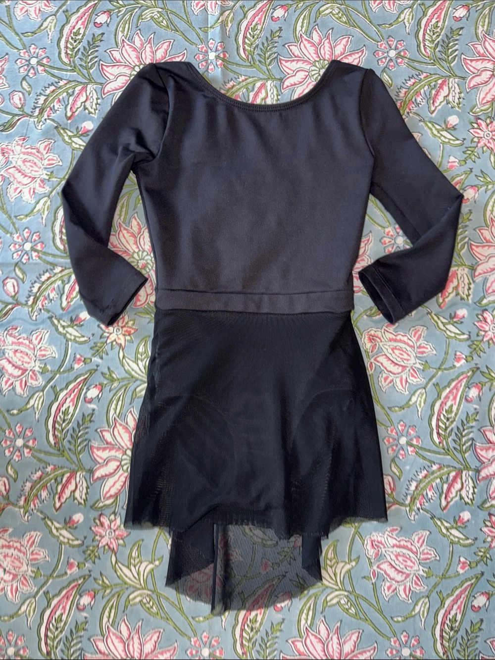 Danskin Black Long Sleeve Mesh Skirt Dance Dress